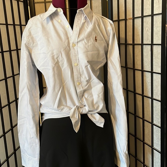 Slim Fit blue & white stripe button down collard shirt - Picture 1 of 6